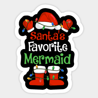 Santa's Favorite Mermaid Funny Christmas Pajamas Sticker